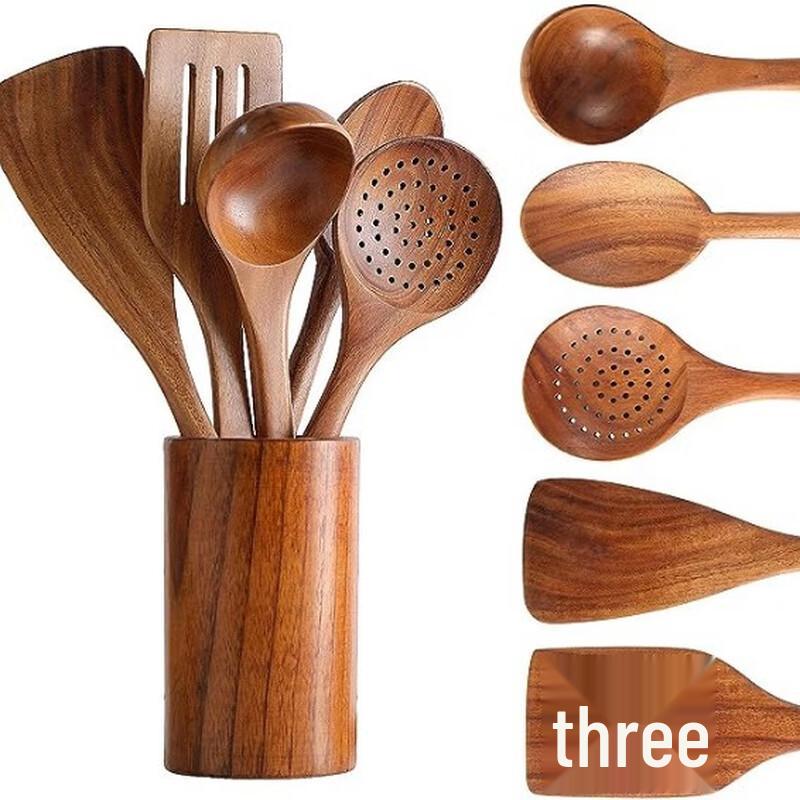 ZISIZ Kitchen Utensil Set with Wooden Holder