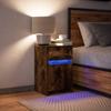 Nightstand with LED Lights Smoked Oak Wood Material