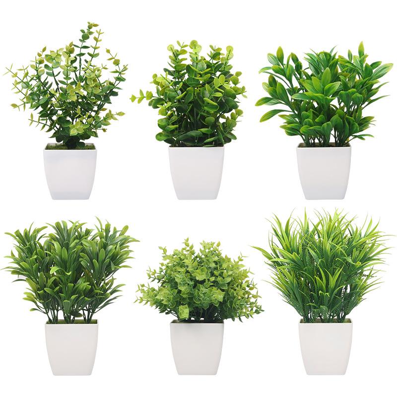 Simulated Plant Decorative Potted Plants, Indoor Desktop Simulated Green Plant Ornaments, Plastic Plant Potted Plants