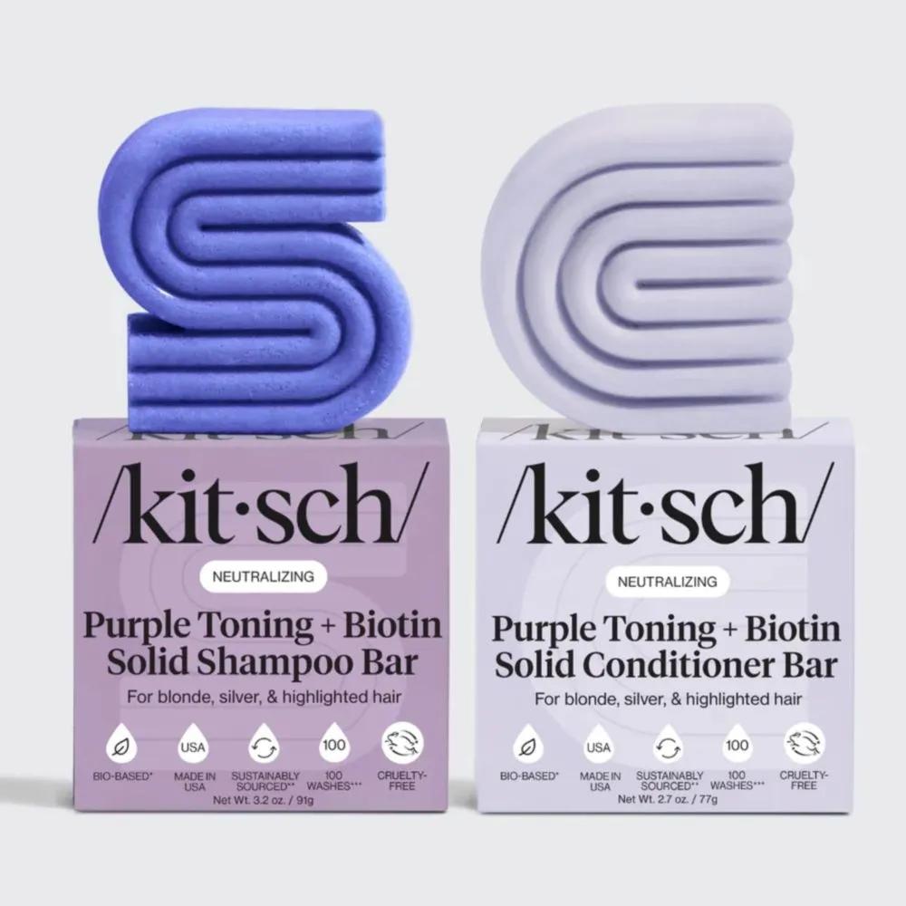 KITSCH PURPLE TONING BIOTIN SOLID Shampoo & Conditioner Bar SET
