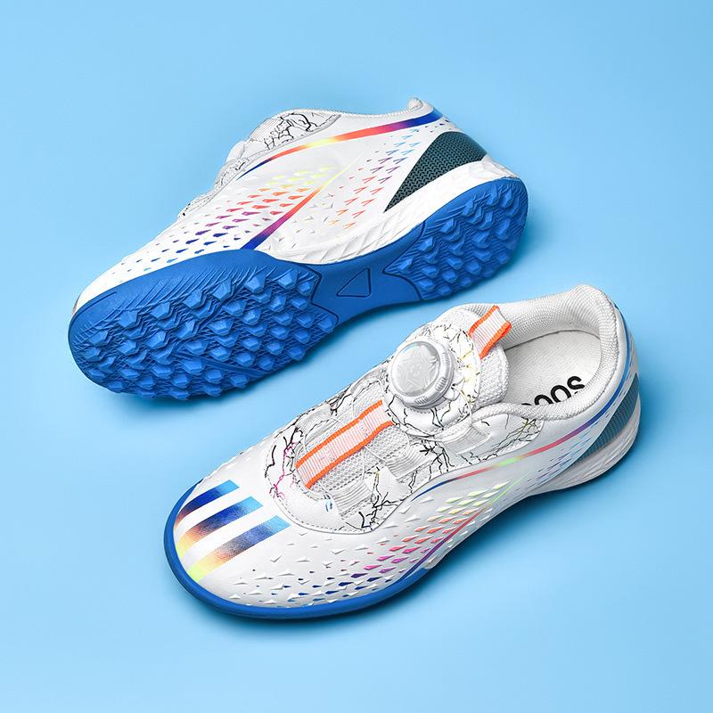 2025 new rotating button children's football shoes boys and girls TF broken nail training sneakers