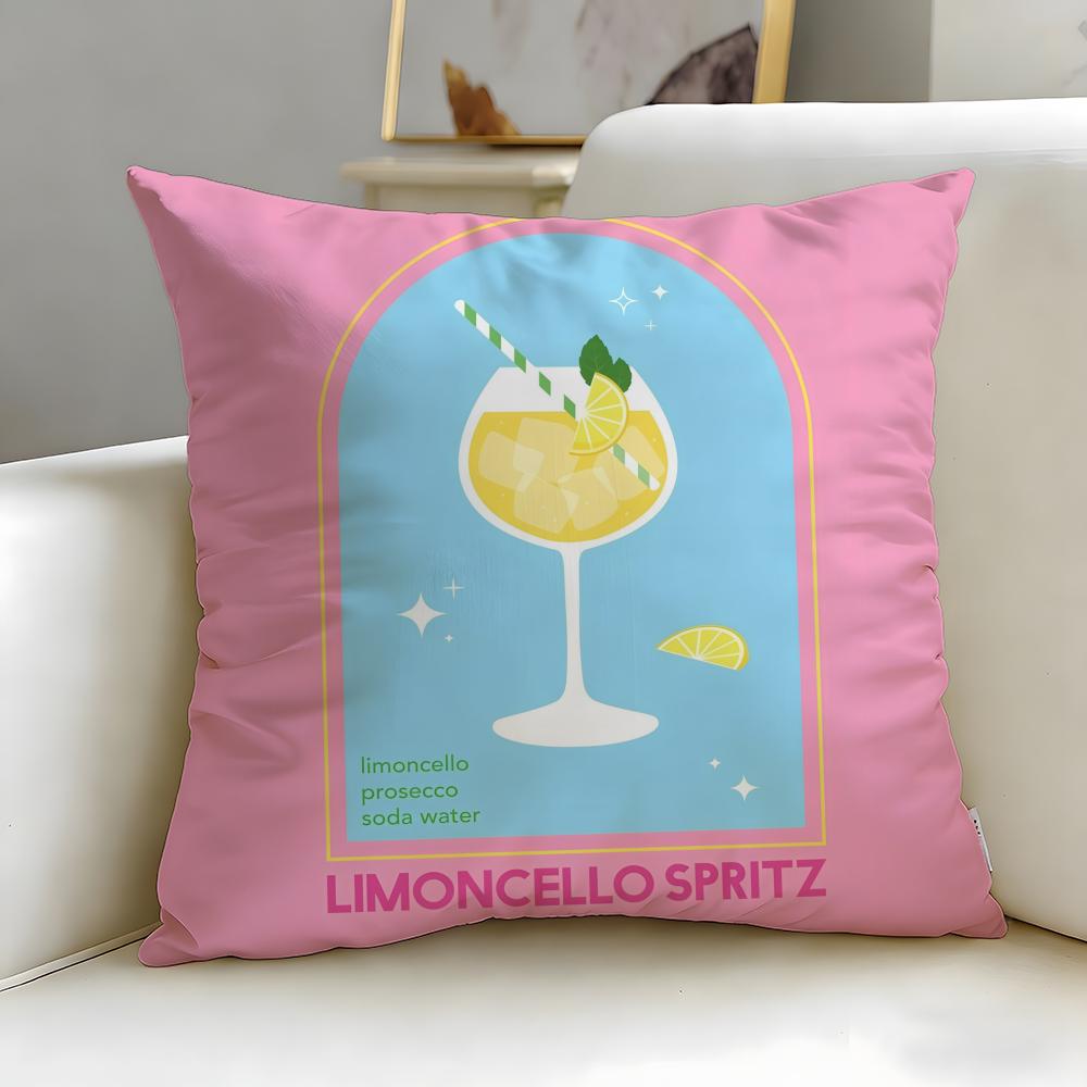 Beverage Theme Limoncello Cocktail Cushion Cover Soft  EasyWash Pillow Case  Versatile for Couch Bed Travel and Office