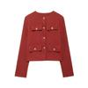 Summer New Product Women's Clothes French Style Classic Style round Neck Long Sleeves Flip Decoration Short Jacket 3046278