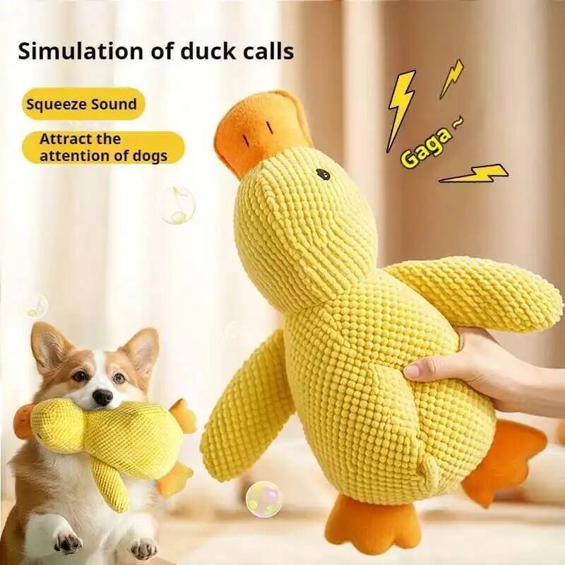 Pet Plush Toy Dog Calming Duck Companion Sleeping Duck Toys Chew Toy Durable Squeaky for Puppy Pet Teeth Cleaning Chew Pet Toy
