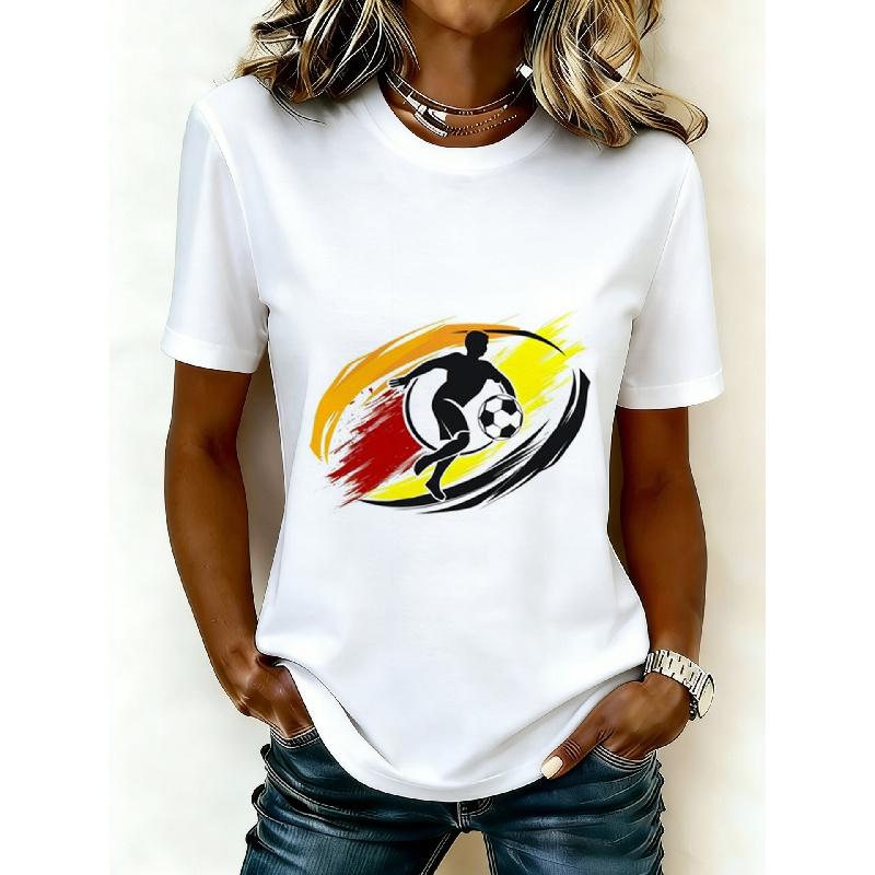 2026 Casual Women's Short-Sleeve T-Shirt with USA-Canada-Mexico World Cup Football Match Print