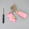 Instant Wealth Leather Keychain with Cartoon Pony Pendant for Couples – Trendy Bag and Car Accessory