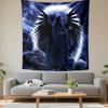 Grim Reaper Hooded Figure Black Wings Full Moon Dark Fantasy Wall Tapestry Gothic Decor for Bedroom Living Room Man Cave