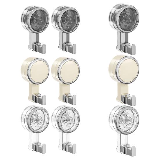 Rotating Suction Cup Hooks with Vacuum Lock Heavy-Duty Waterproof Hooks Reusable Space-Saving Organizer for Bathroom Kitchen