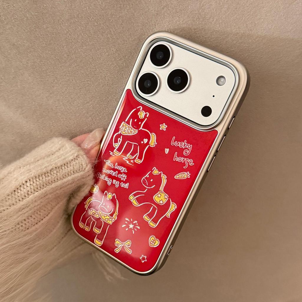 Red New Year Cartoon Horse iPhone 17 Pro Max Case