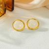 Salircon 5 Colors Classic Retro Stainless Steel Geometric Stud Earrings Boho Trendy 18K Gold Plated Inlaid Resin Earring Jewelry