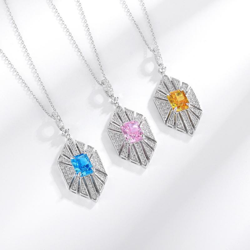 S925 Silver Ice Cut High Carbon Diamond Fashion Pendant Necklace Set