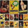 Poster Decorativo Vintage Campari Classico Champers Segno Metallico in Alluminio Alcool Targa Metallica Club Man Cave Bar Decorazione Murale per la Casa
