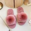 Fluffy slippers fluffy ball one-word mop large size indoor plush flat floor mop open-toed cotton mop
