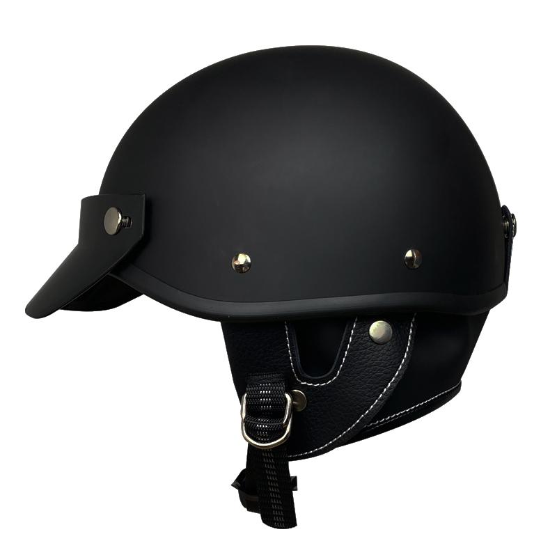 Vintage Half Face Motorcycle Helmet, German Style, Chopper Cruiser, Skull Cap