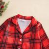 2025 Christmas Plaid Pajama Set for Family: Cartoon Lapel Top + Pants Two-Piece Set for Men, Women, and Children