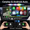 Hippcron 7" Car Radio Wireless/Wire Carplay Android Auto 1Din HD Touch Screen Bluetooth U-disk Type-C Support Rearview Camera