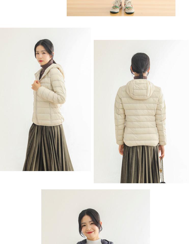 Rourou Women's Hooded Lightweight Down Jacket - New Mushroom Series, Short Style, 90% White Duck Down, Perfect for Autumn and Winter.