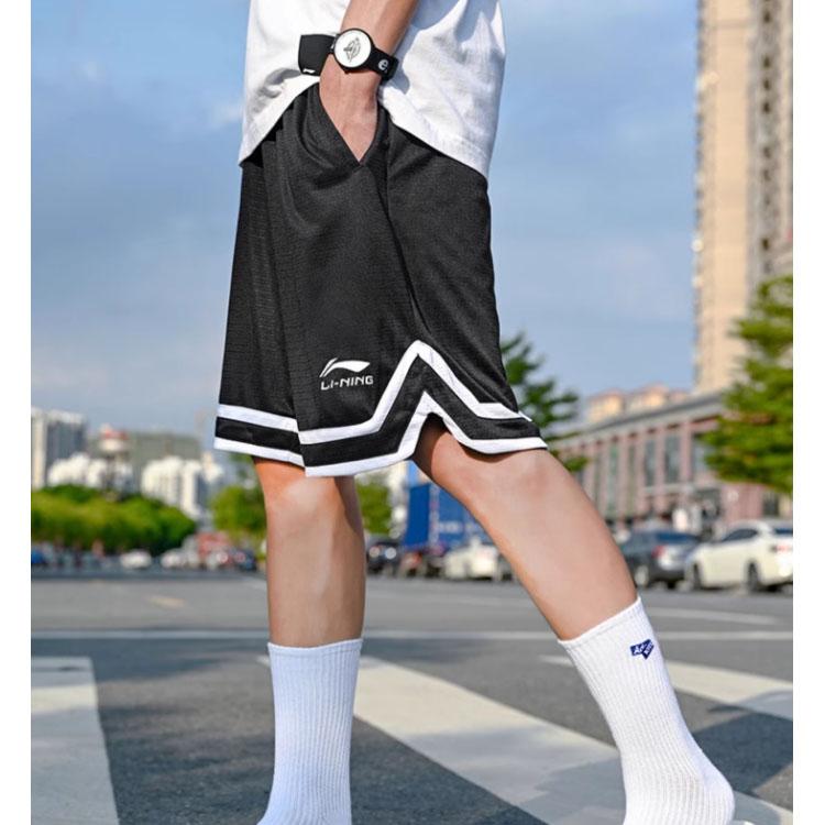 Lining Striped Print Loose Casual Shorts Men Bottoms Black YAPT011-1