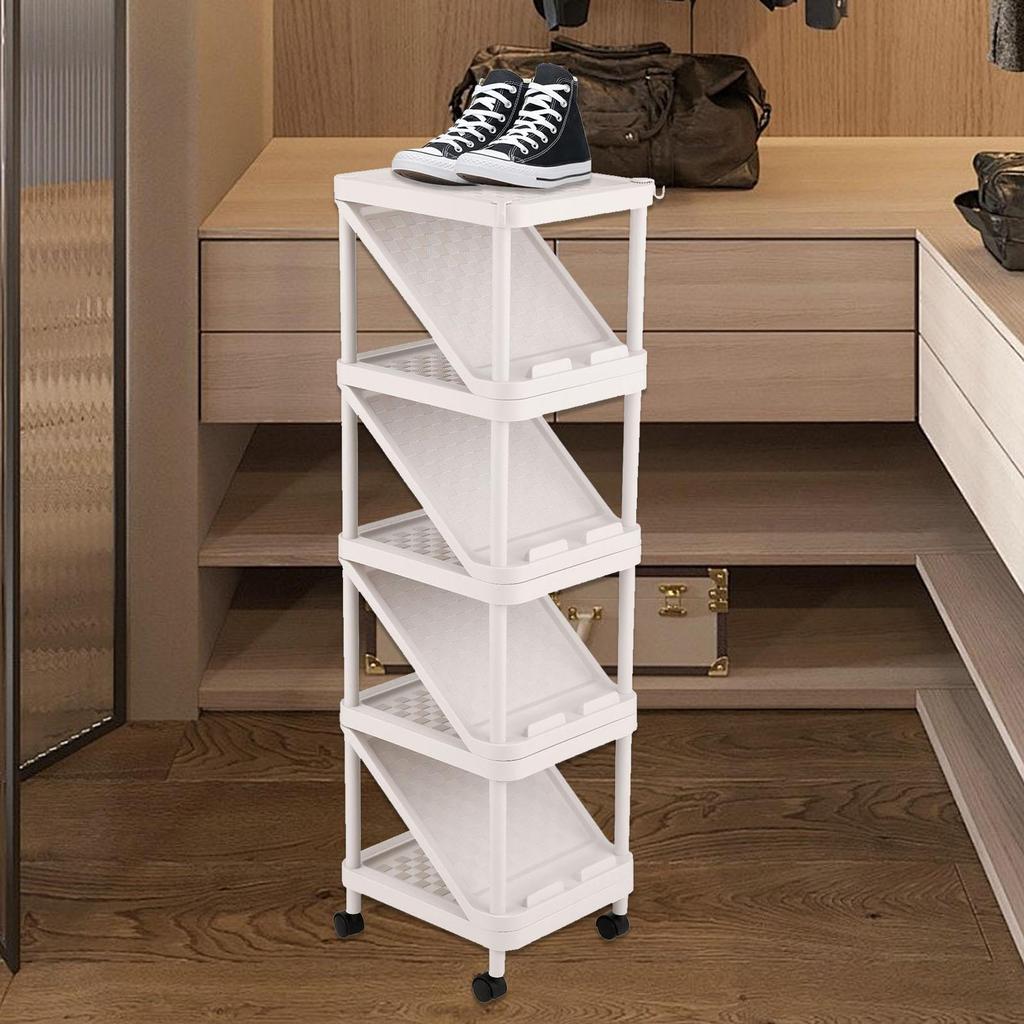 Shoe Cabinet 9 Layers Saving Space Hanger for Front Door Corner Hallway White