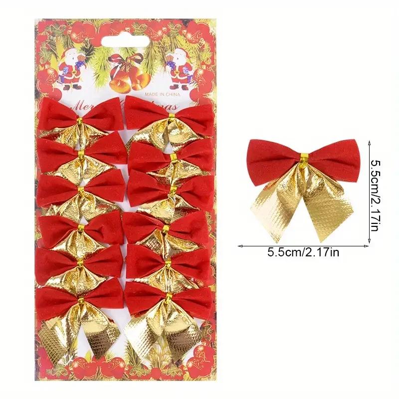 480pcs Christmas Bow Red Gold Mini Xmas Tree Bowknot Pendant Ornaments for Home Decoration Navidad New Year Party DIY Gifts