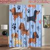 2D Flachdruck 2 Stück Vorhang Niedlicher Dackel Hund Digital Bedruckt Polyester Vorhänge Festliche Wanddekoration Verwendung für Festliche Porträts