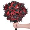 Gothics Black Spiders Artificial Rose Floral Stem For Themed Event Bendable Stalk Silk Flower For Eerie Decoration