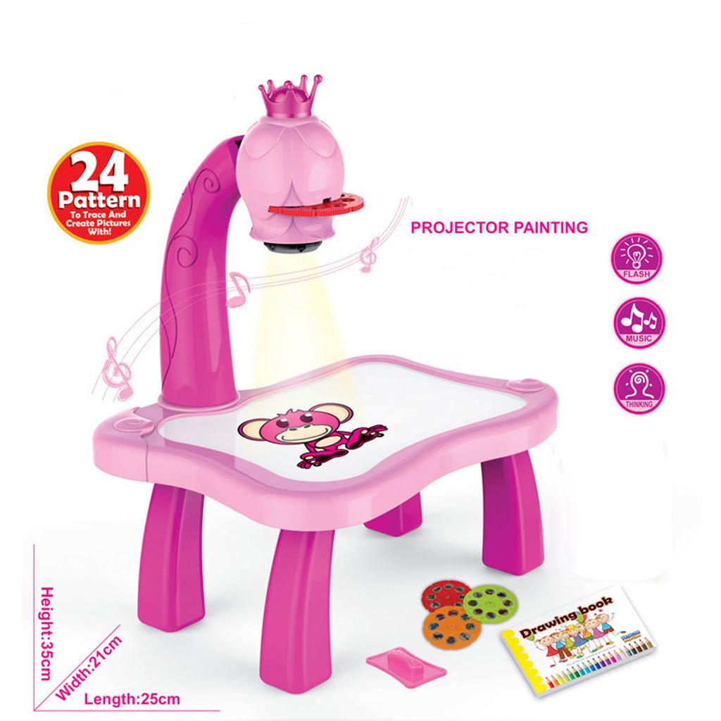 Child Smart Projector Desk With Light & Music Learning Painting Machine Toy