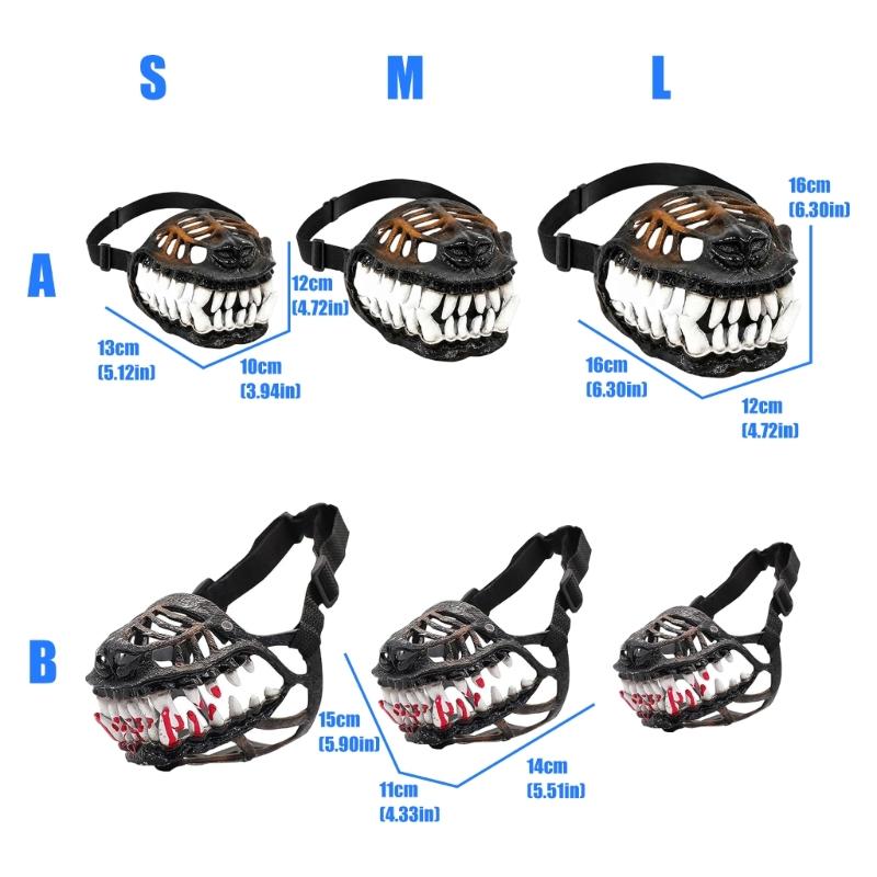 Dog Costume Muzzle with 3D Devil Face and Faux Teeth, Adjustable Head Strap for Halloween Parties and Pet Photoshoots