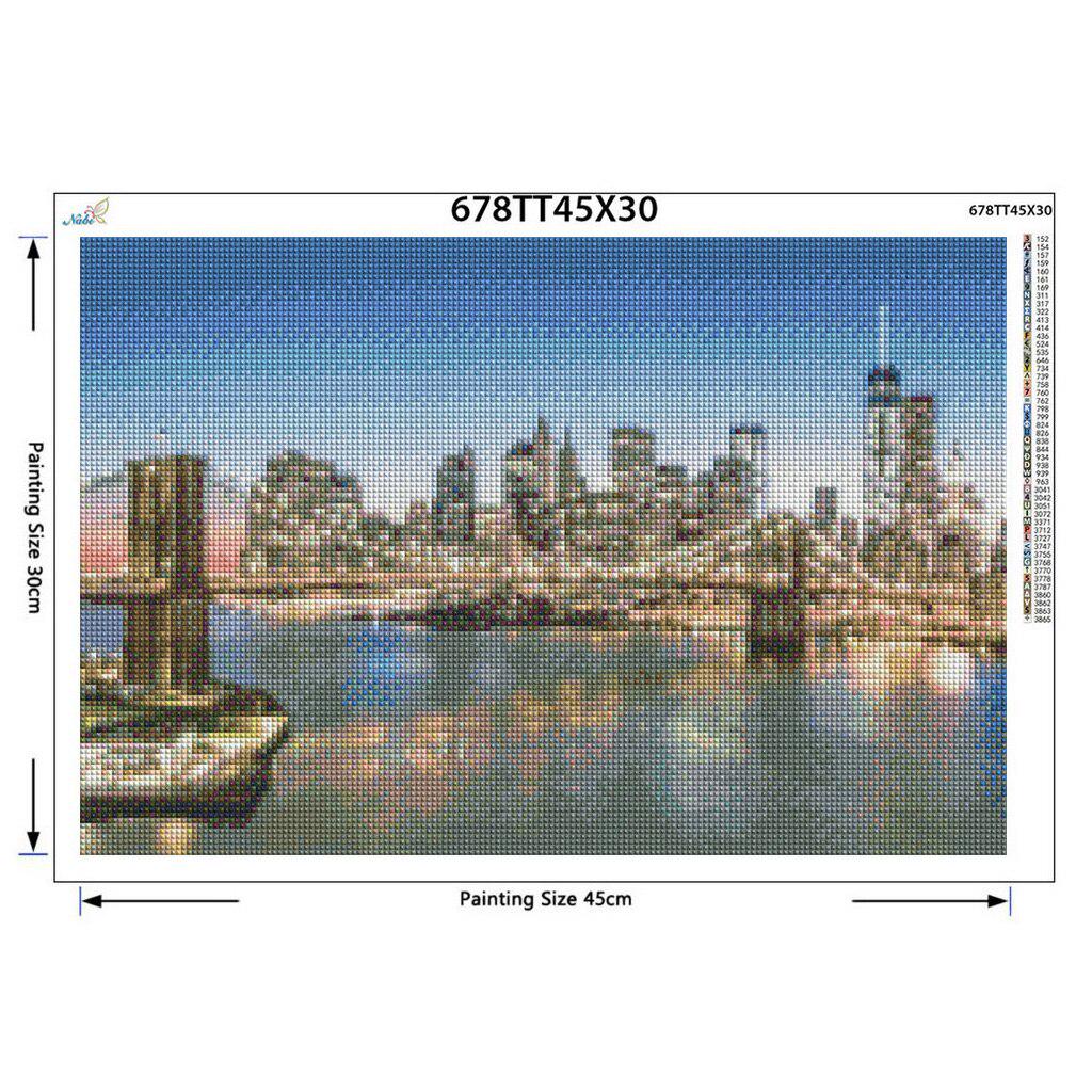 Pictură cu diamant 5D DIY New York Brooklyn Bridge Imagini decorative Strasuri și meșteșuguri