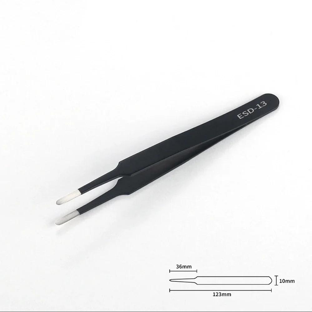 6Pcs Anti-static Stainless Steel Precision Tweezers Curved Straight Repair Tools for Electronics Craft Industrial Tools