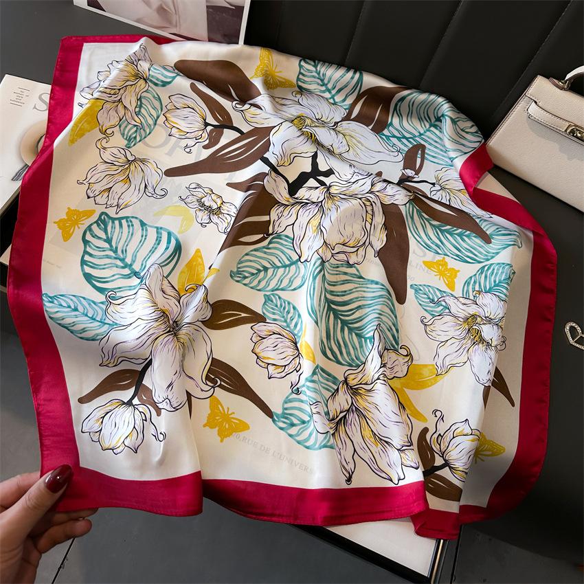 Luxury  Imitated Silk Square Scarf Women Neck Hair Tie Band Beach Hijab Kerchief Head Headbands Bandana Foulard Ribbon 70cm