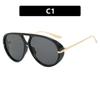 New Fashion Big Frame Pilot Yellow Sunglasses Women Men Brand Vintage Punk Outdoor Beach Sun Glasses Female