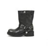 Polished Coarse Heel Martin Boots Locomotive Style Black Simple Knight Boots Round Head Thick Sole Heightening Sleeve Female