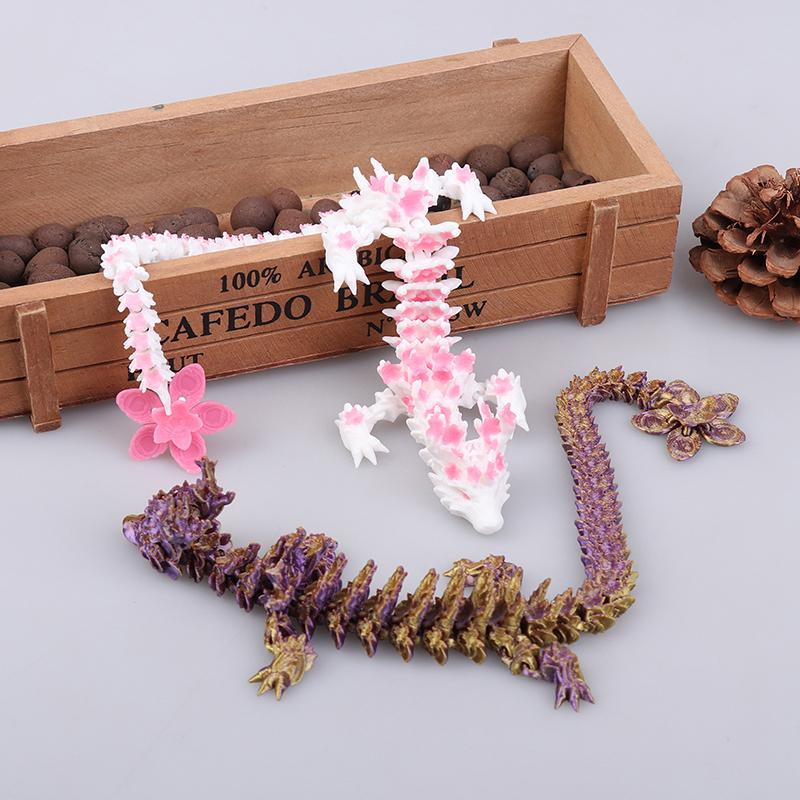 1 Piece Desktop Ornament 3D Printed Cherry Blossom Dragon Glow In The Dark Rotatable Articulated Dragons Figures Action Toy