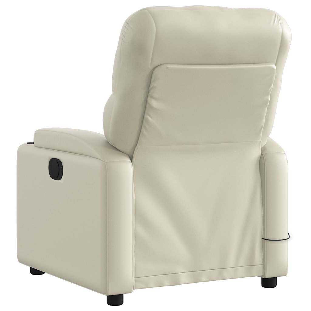 Electric Massage Chair Cream Faux Leather