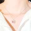 Pink Love Necklace Women's Light Luxury Retro Temperament Heart-shaped Crystal Stainless Steel Collarbone Chain Star Neck Chain