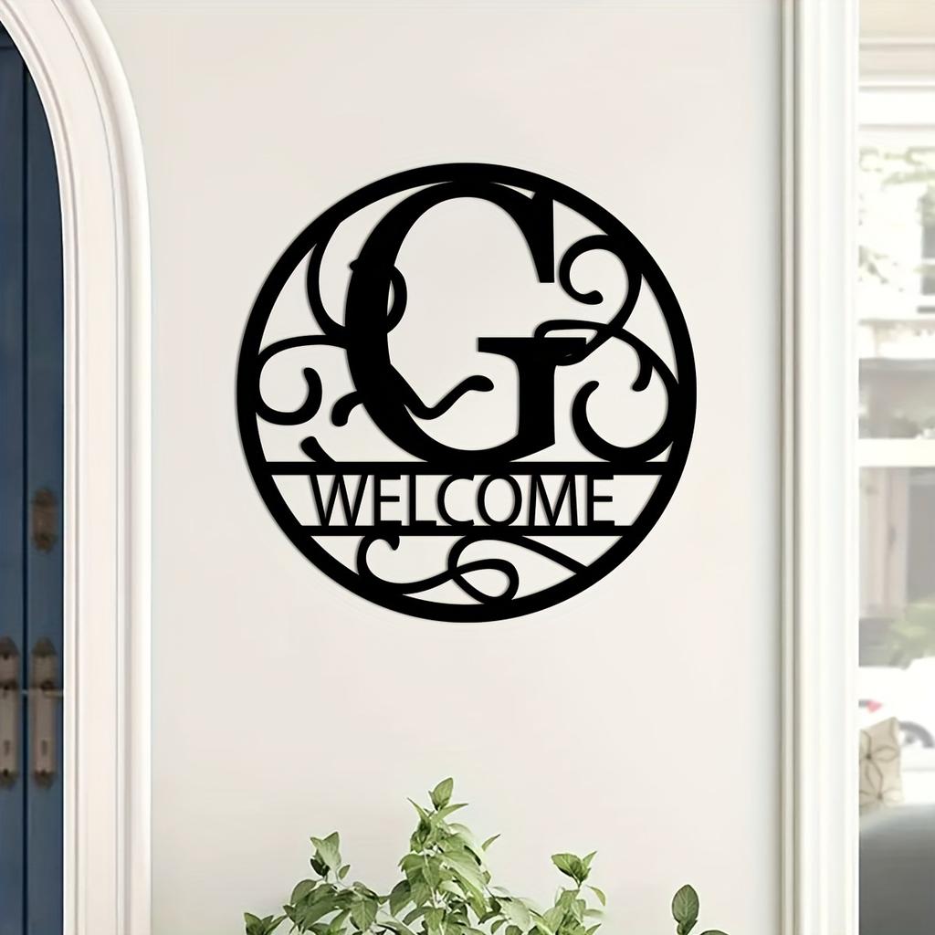 1pc Metal Letter Sign, Surname Family Name Plate for Outdoor Wall, Housewarming Halloween Christmas New Year Gift