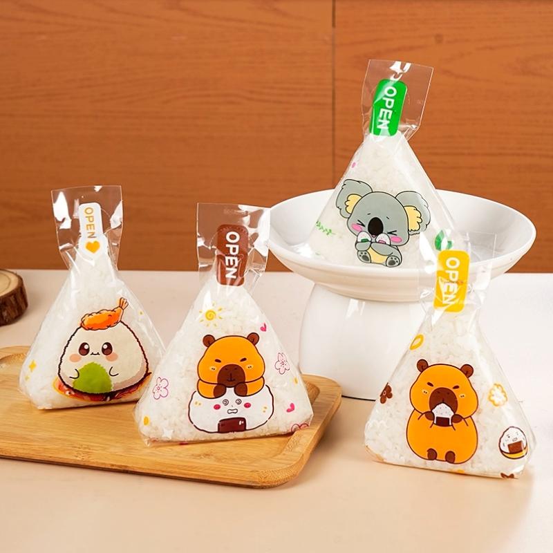 50/100 Pcs Cartoon Capybara Koala Triangle Rice Ball Packaging Bag Nori Onigiri Sushi Bag Sushi Making Mold Bento Accessories