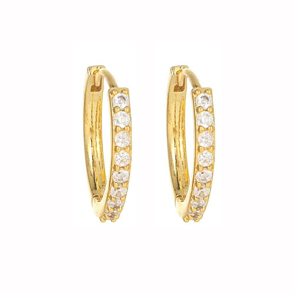 2PCS New Stainless Steel Gold Color Heart Hoop Earrings For Women Crystal Zirconia Punk Round Circle Cartilage Piercing Jewelry