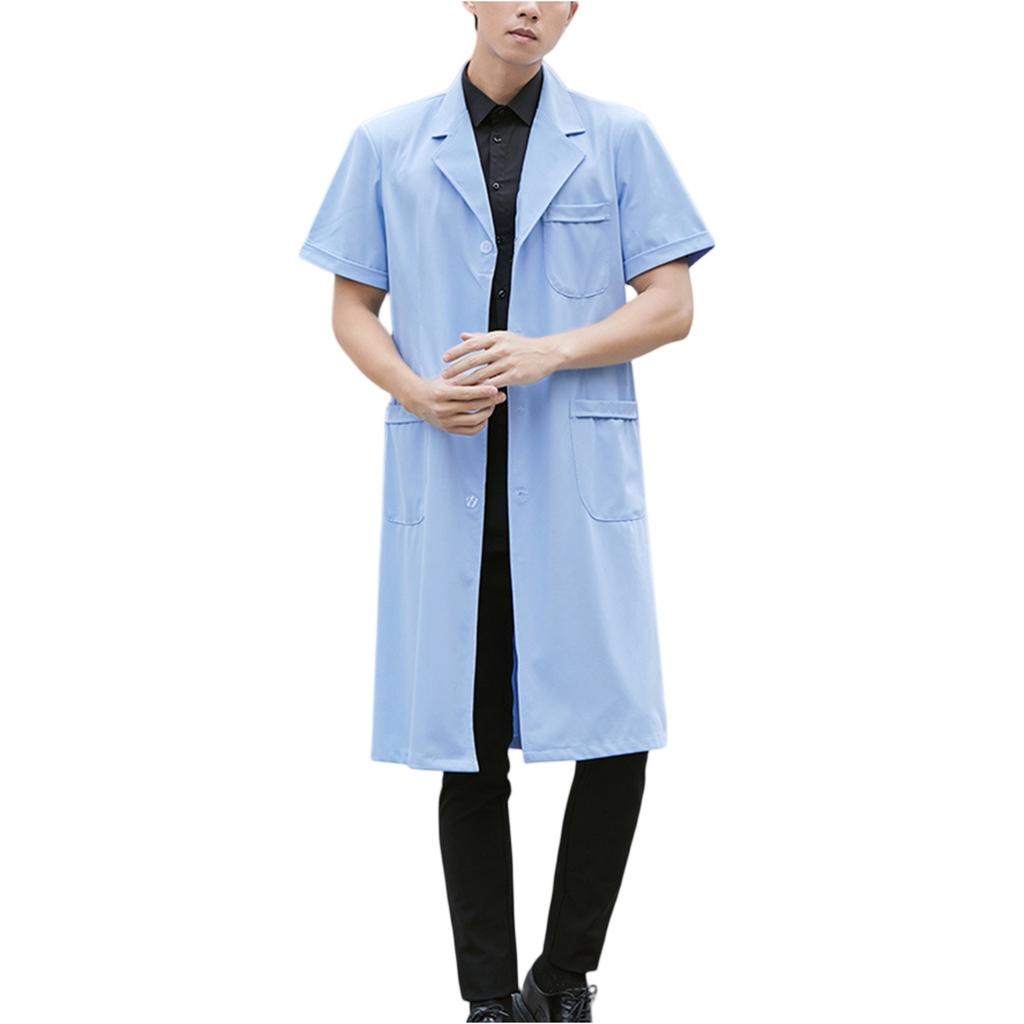 Short-sleeved Saint Shirley Men And Women Blue Labor Insurance Laboratory  Pharmacy Work Clothes