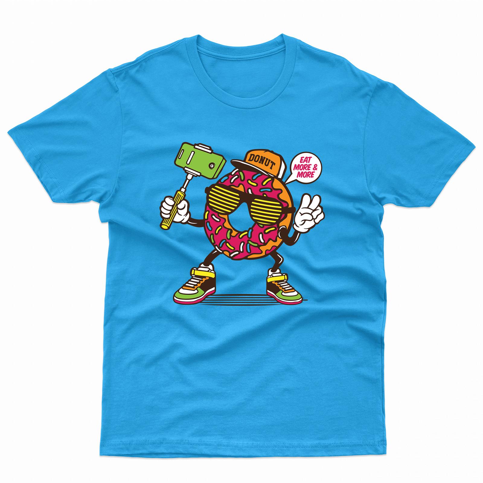 Donut Selfie Stick Character With Sneaker Shoe Funny T-Shirt Mens Womens Tees Top Adults XL