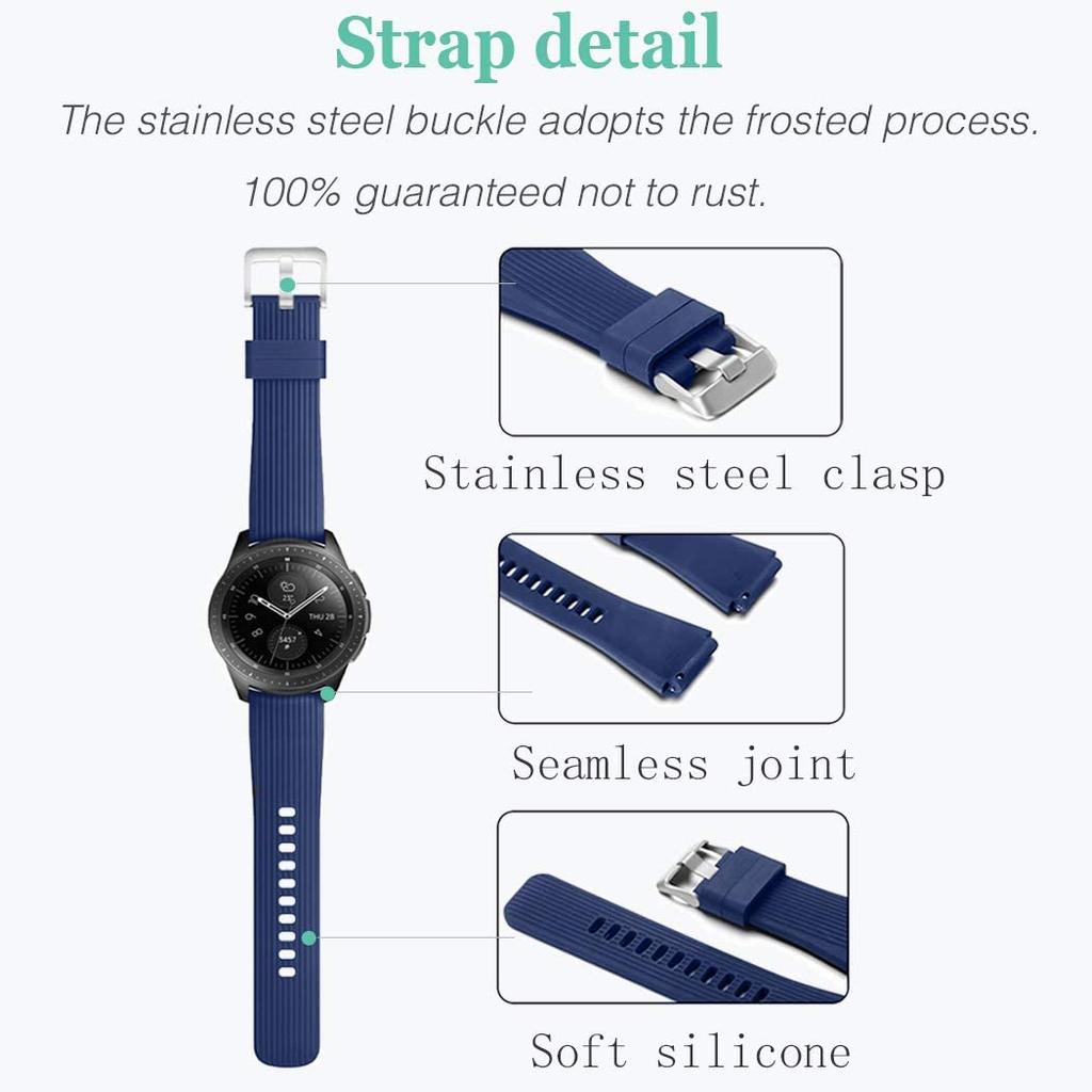 22mm 20mm Silicone Strap for Samsung Gear S3 Classic/Frontier 46mm Sport Bracelet for Amazfit Pace/Bip 5 6/GTR 4 3 Pro/Stratos 3