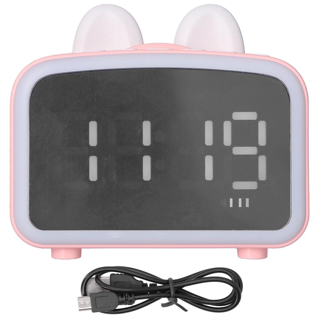 Mini Cartoon Clock Bluetooth Digital Speaker Multifunctional Smart Set Alarm Clocks for Bedroom OfficePink