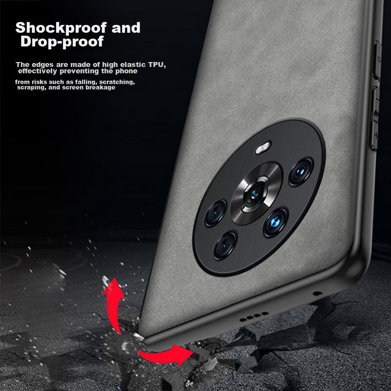 Honor Magic4 Phone Case, Magic4 with Full Lens Protection, Silicone Soft Edge, Shockproof, Ultra-Thin, Simple And Leather Texture Case, Quiet Black