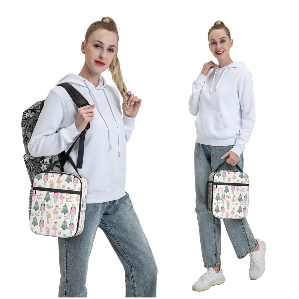 Nussknacker Ballett Weihnachten Thema Muster Isolierte Lunchtasche für Frauen Kinder Auslaufsichere Lebensmittelboxen Thermische Lunchbox Tragetasche