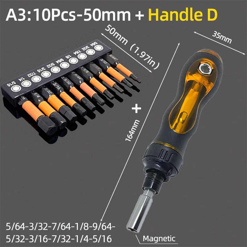 50/100mm Sechskant Schraubendreher Bit Set Metrisch Zoll Magnetisch S2 1/4" Sechskant Inbusschlüssel Bohrer Ratsche Handwerkzeuge