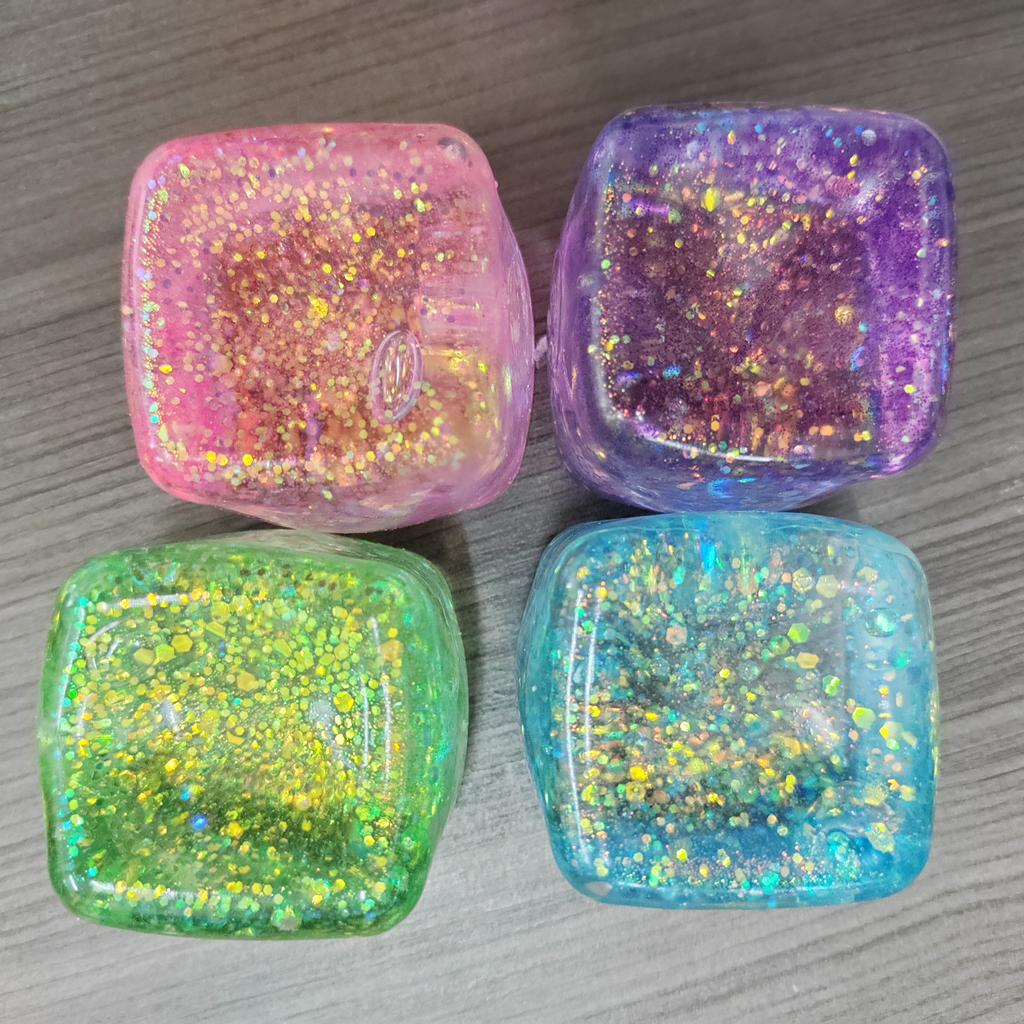 1-4Pcs Maltose Cube Stress Squeeze Toy Decompression Vent Ice Cube Anti Stress Slow Rebound Polar Light Colorful Squeeze Tpr Toy