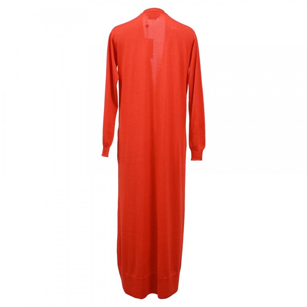 SalVatore Ferragamo Ferragamo V Neck Long Cardigan In Orange VirgIn Wool Orange