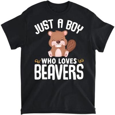 Beaver Funny Animal Just A Boy Who Loves Beavers T-Shirt, Tank Top, Long Sleeve, Sweatshirt, Hoodie Men Women Kids Made In Canada Black
