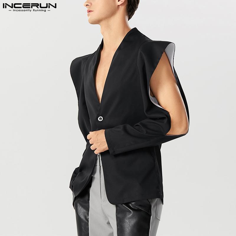 INCERUN Schwarze Herren Frühlings-Langarm-Blazermäntel